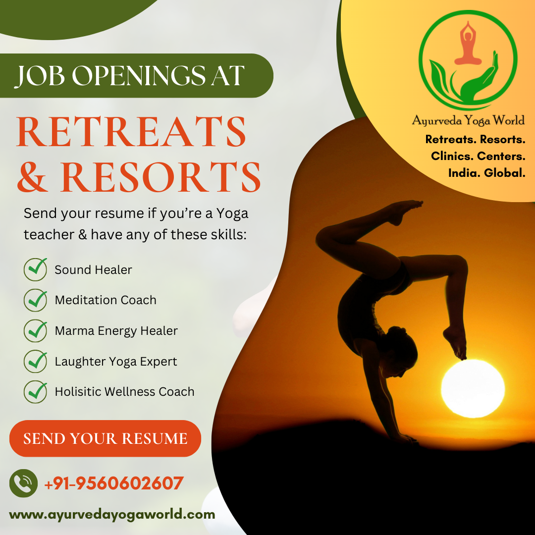 Yoga related Job Openings at Retreats & Resorts across India